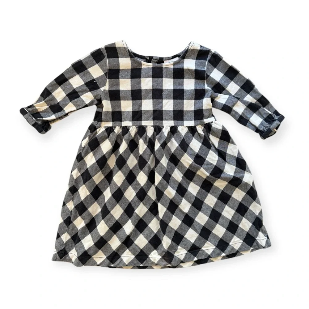 Hanna Andersson Buffalo Check Gingham Long Sleeve Dress Kids Size 110 (5)